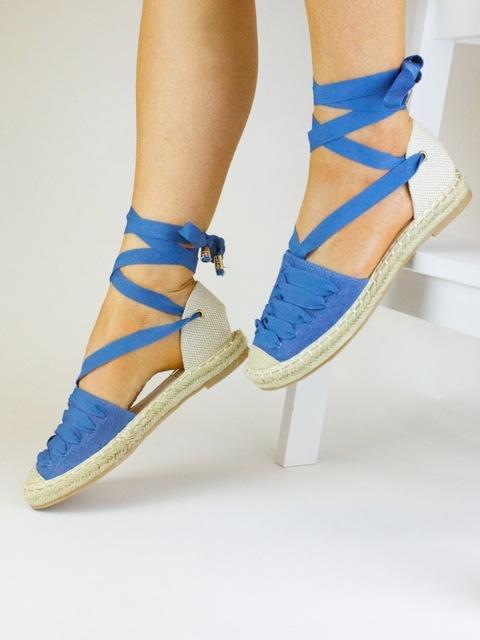 Kendall Blue Denim Wrap Up Espadrilles