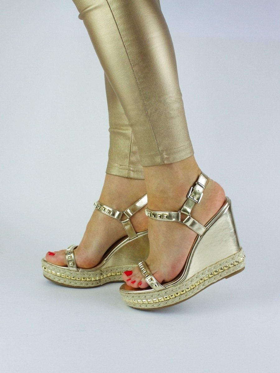 Kendra Gold Espadrille Stud Wedge