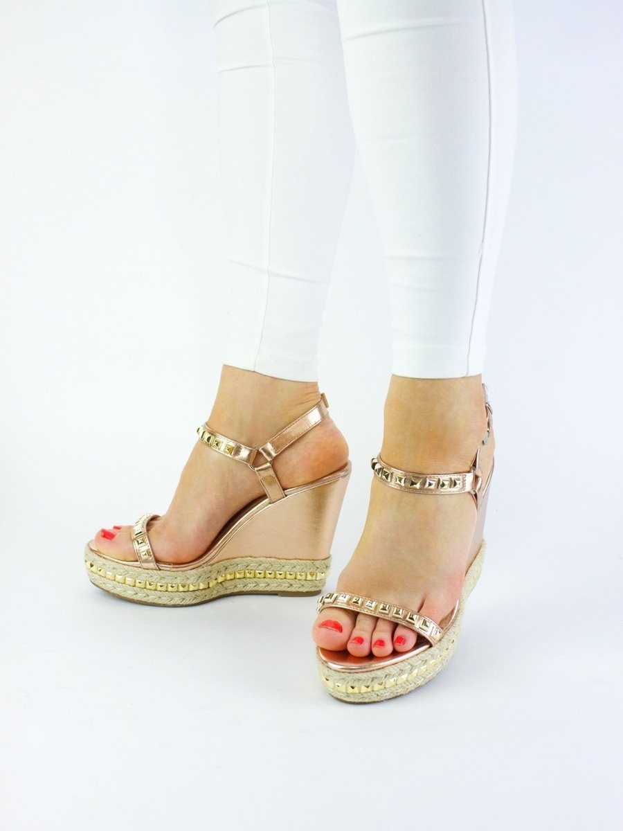 Kendra Rose Gold Espadrille Stud Wedge