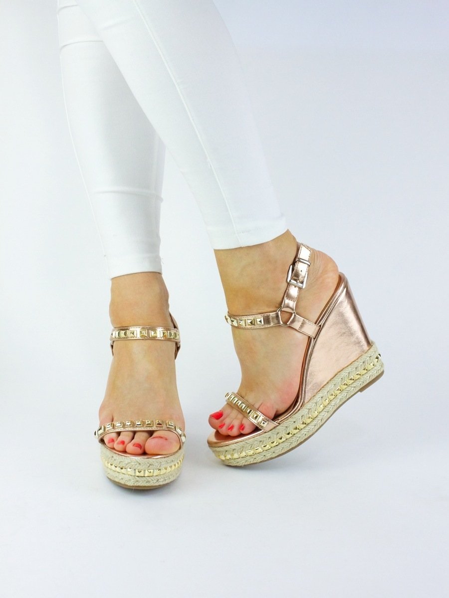 Kendra Rose Gold Espadrille Stud Wedge