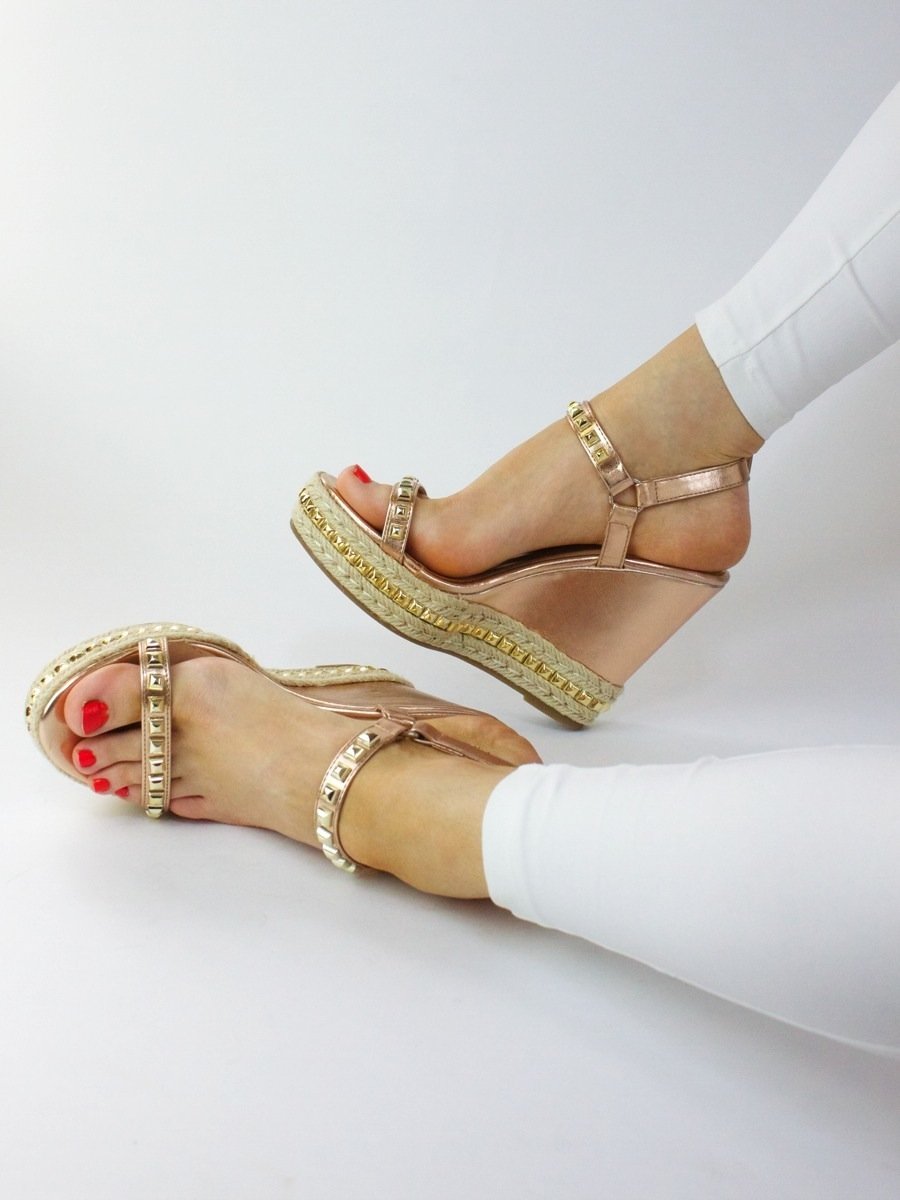 Kendra Rose Gold Espadrille Stud Wedge