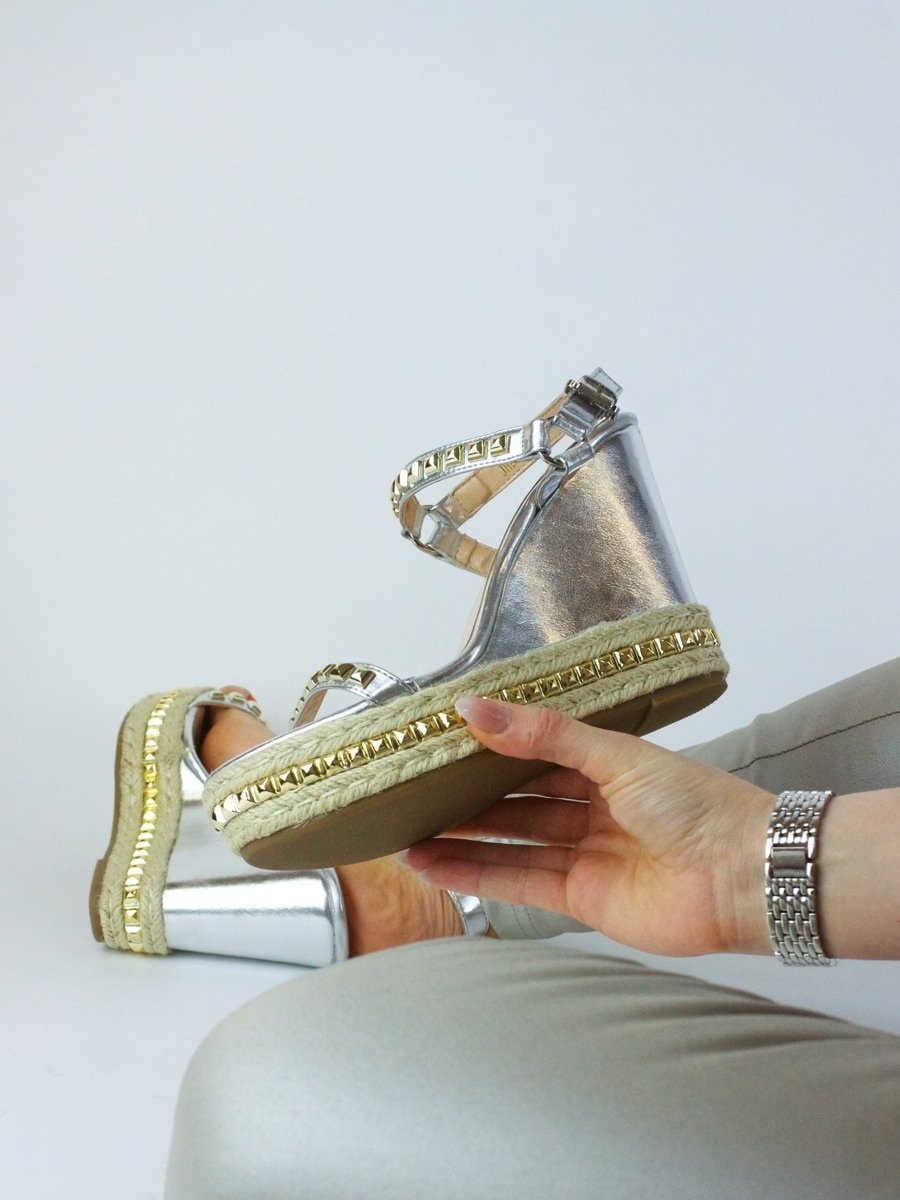 Kendra Silver Espadrille Stud Wedge