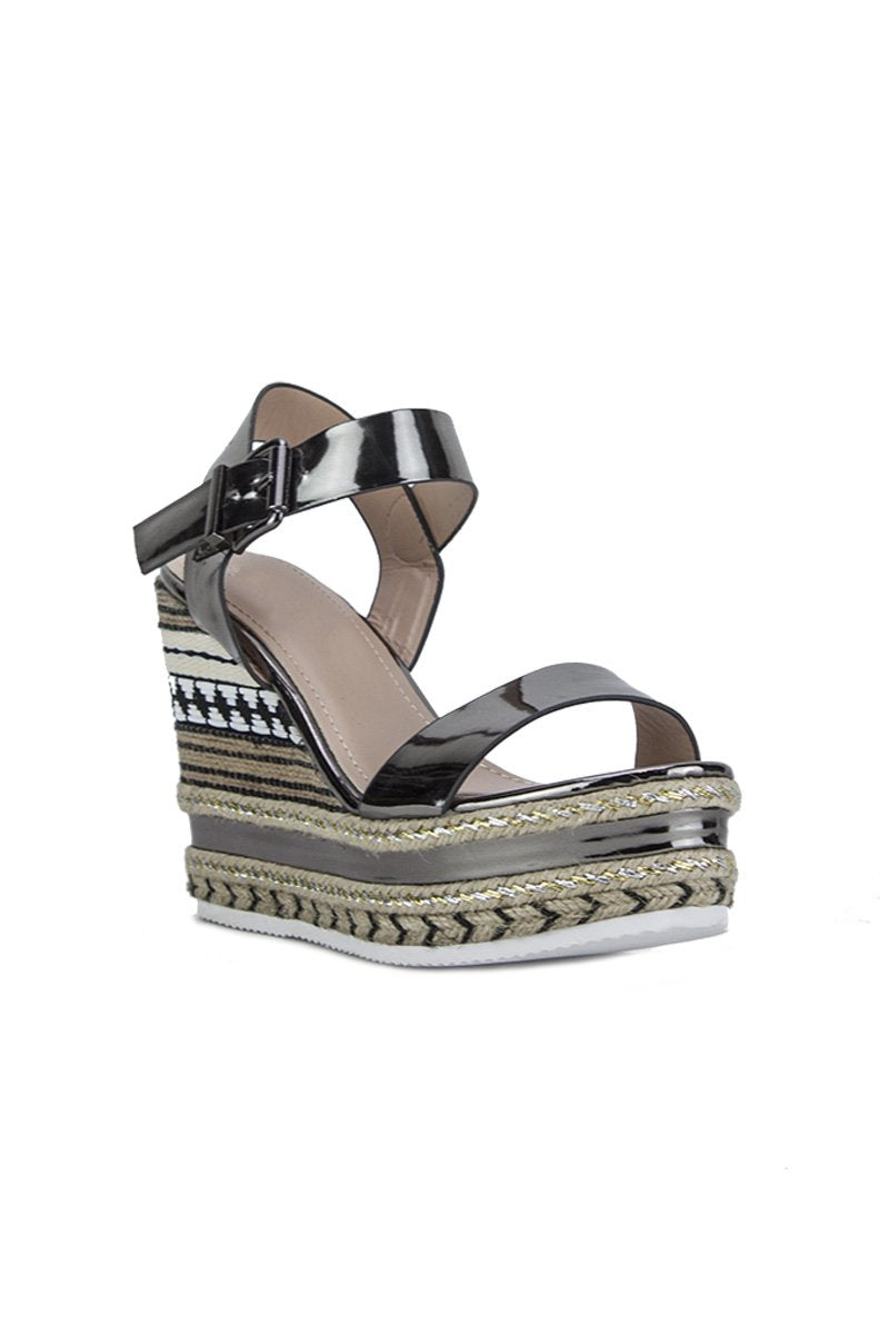 Kesha Silver Metallic Aztec Wedges