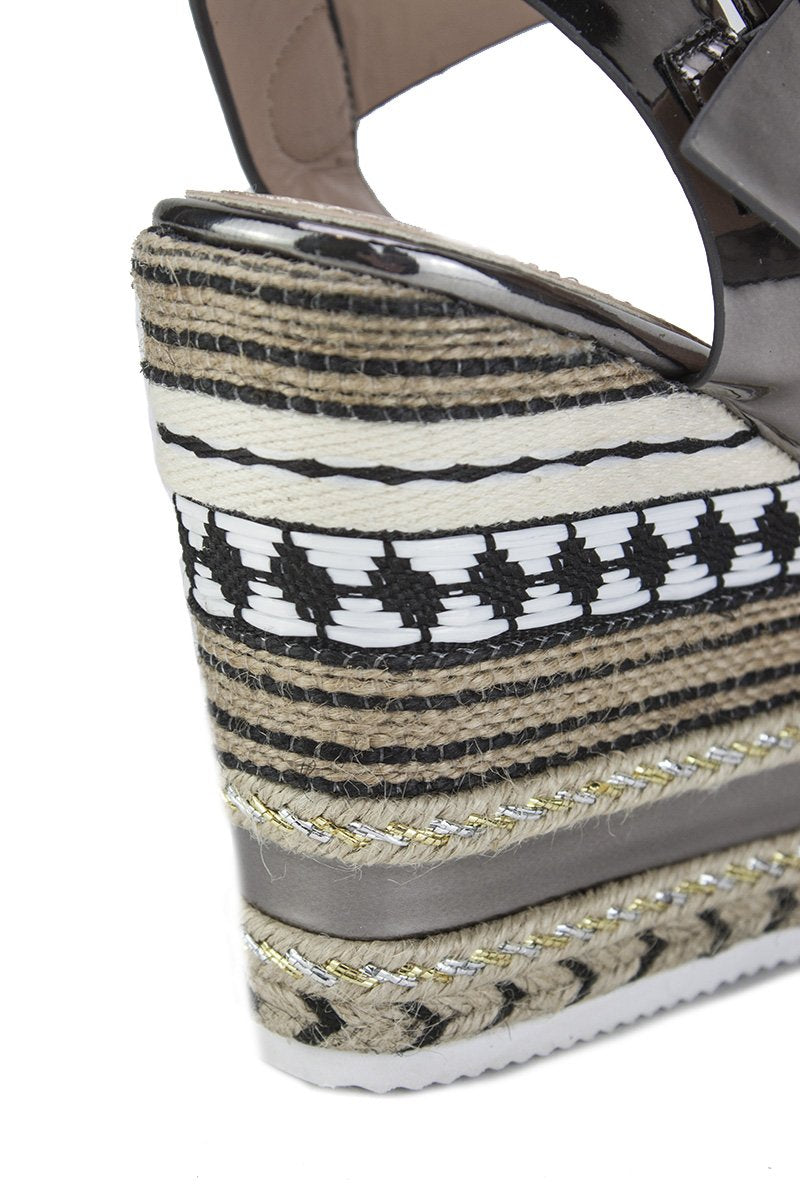 Kesha Silver Metallic Aztec Wedges