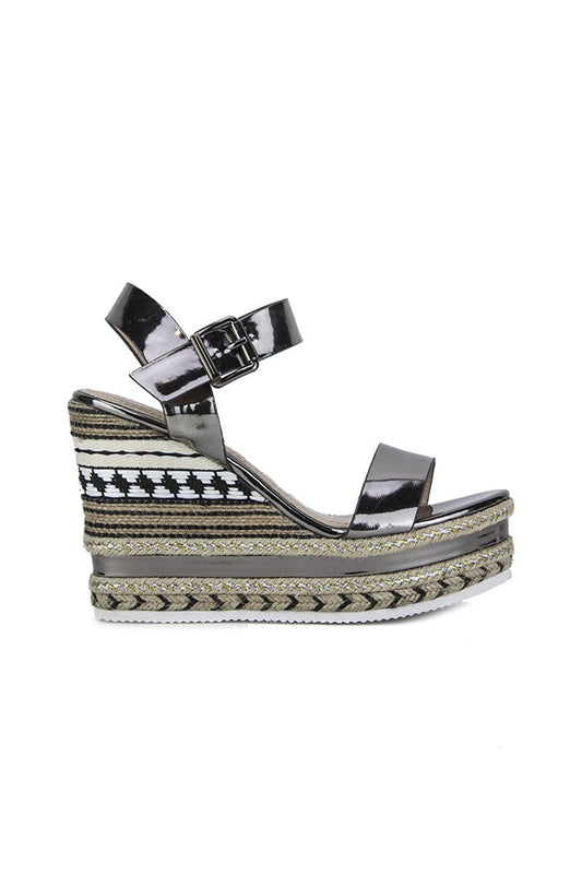 Kesha Silver Metallic Aztec Wedges