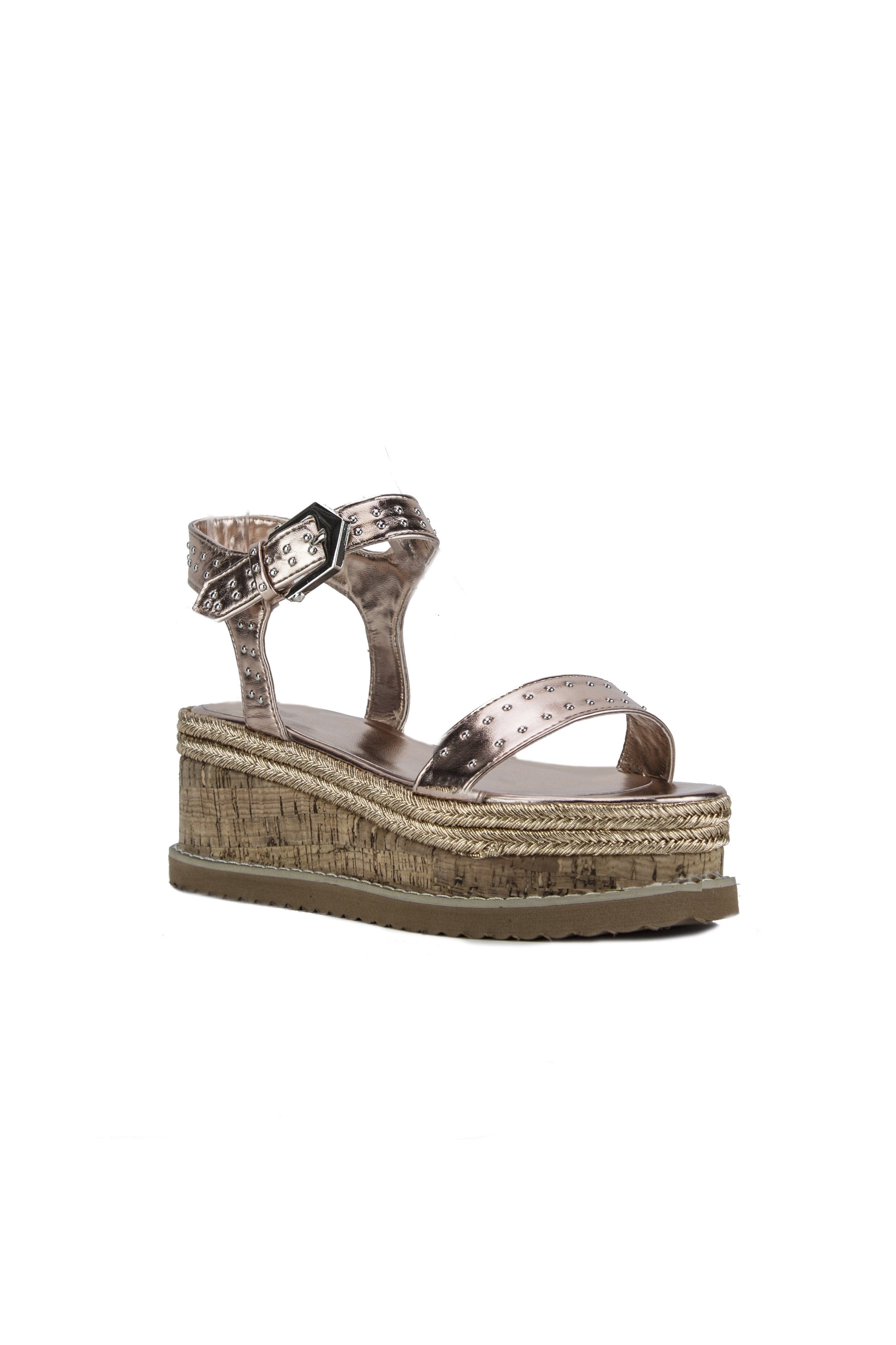 Koko Rose Gold Flatform Sandals With Silver Detail