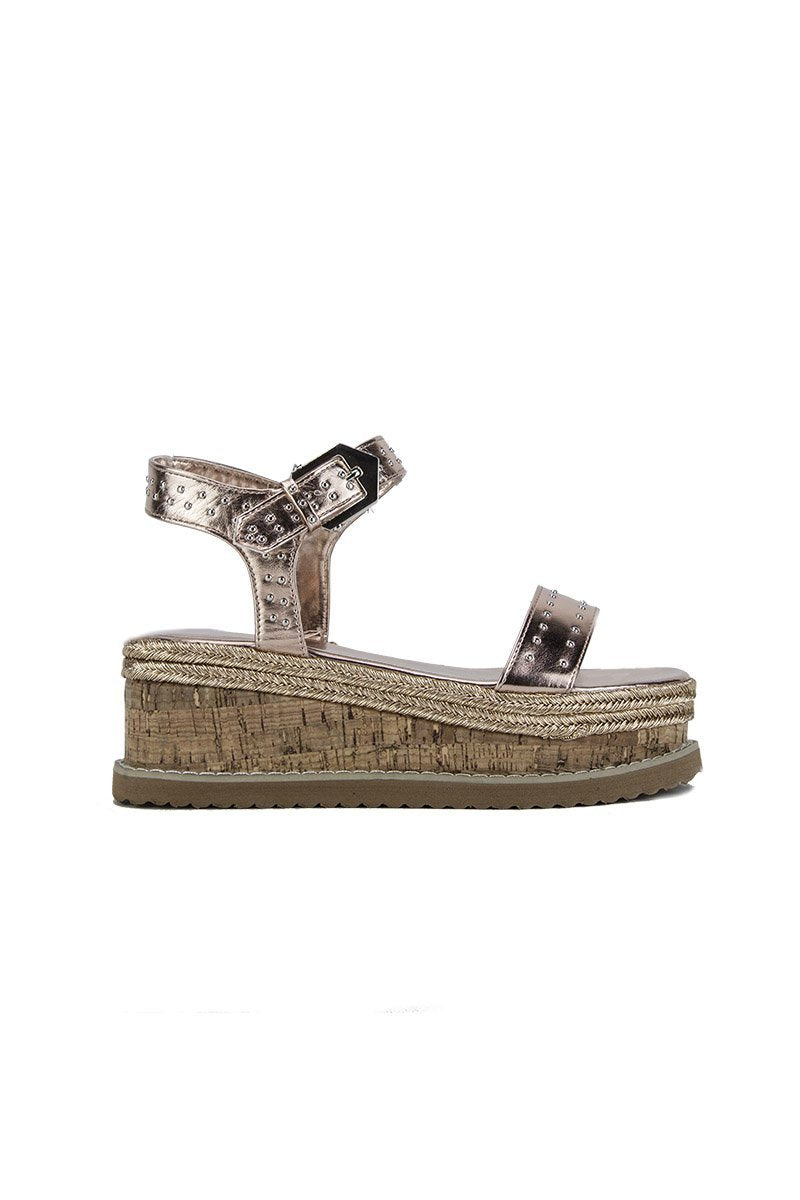 Koko Rose Gold Flatform Sandals With Silver Detail