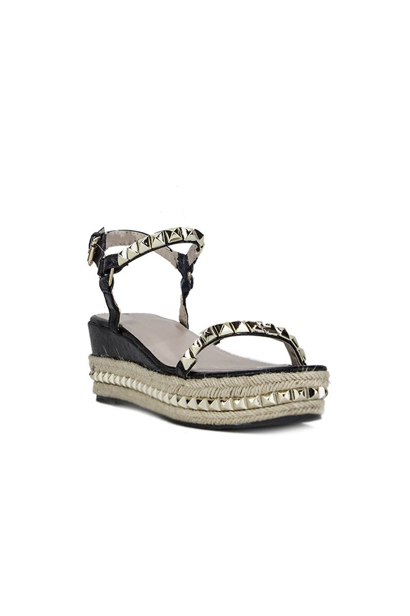 Kristen Black Stud Flatform Sandals