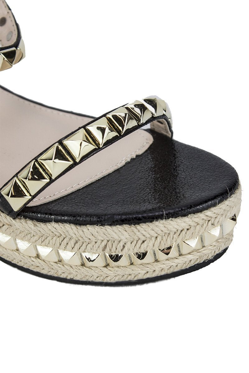 Kristen Black Stud Flatform Sandals