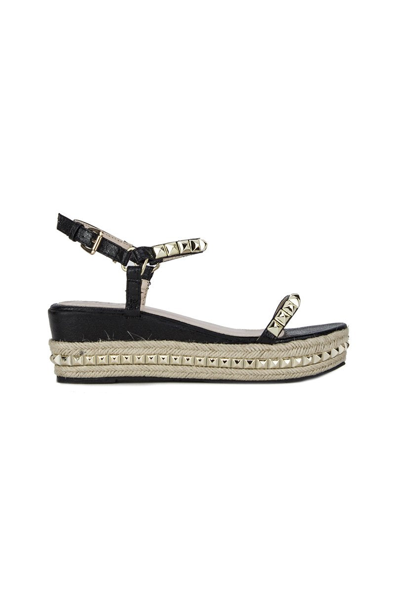 Kristen Black Stud Flatform Sandals