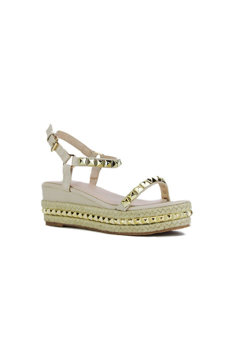 Kristen Nude Stud Flatform Sandals