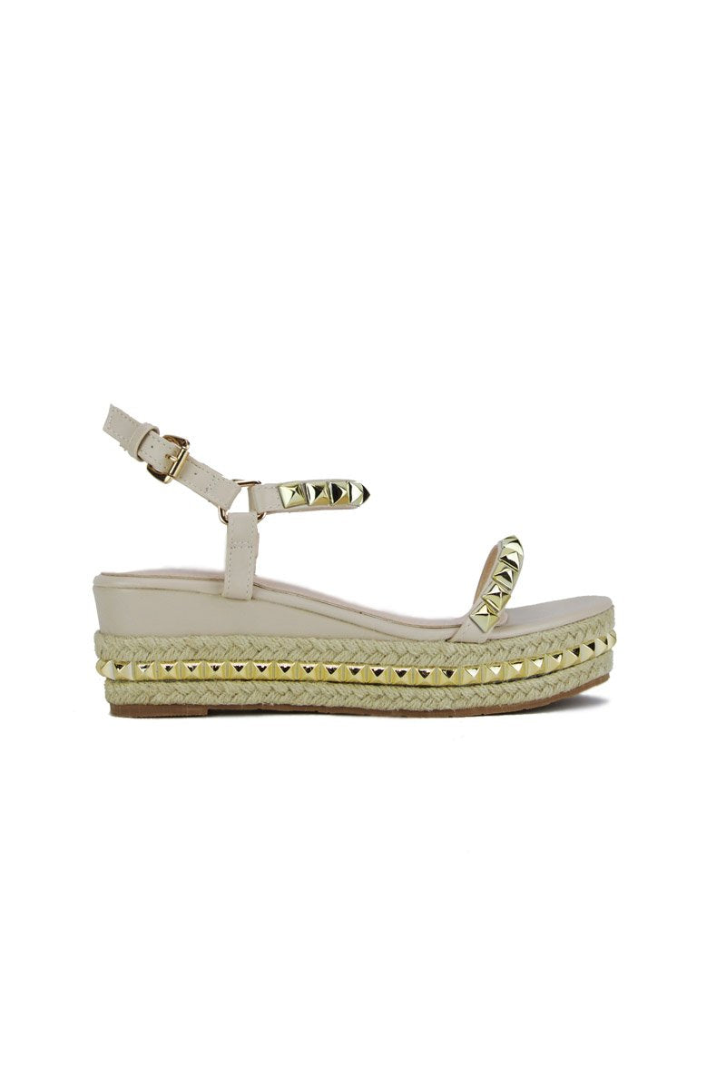 Kristen Nude Stud Flatform Sandals