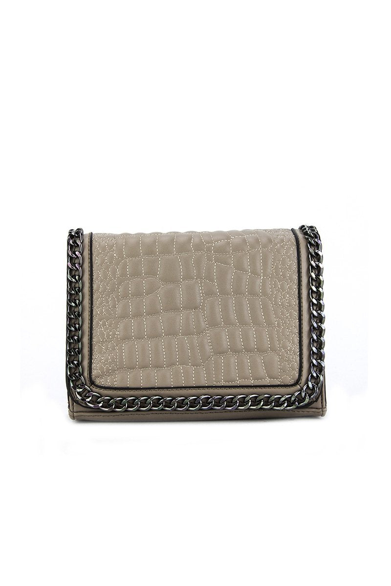 Kylie Brown Leather Crocodile Chain Bag