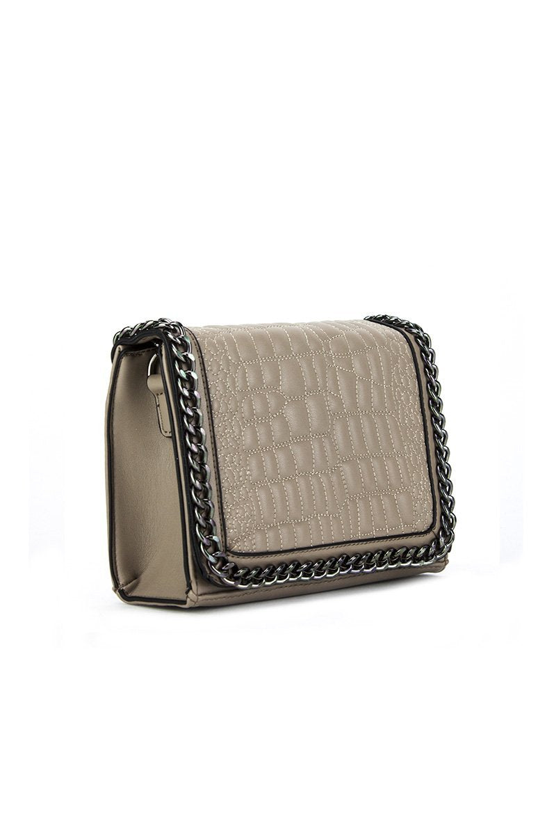 Kylie Brown Leather Crocodile Chain Bag