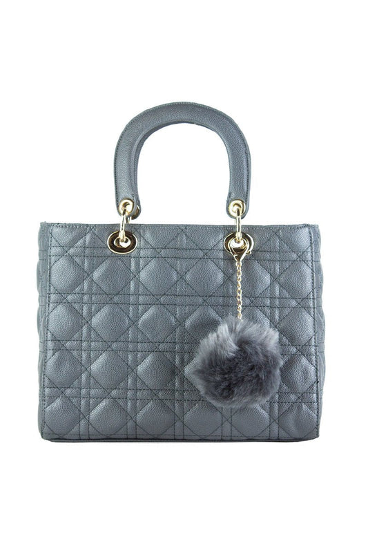 Lena Grey Quilted Shopper Bag