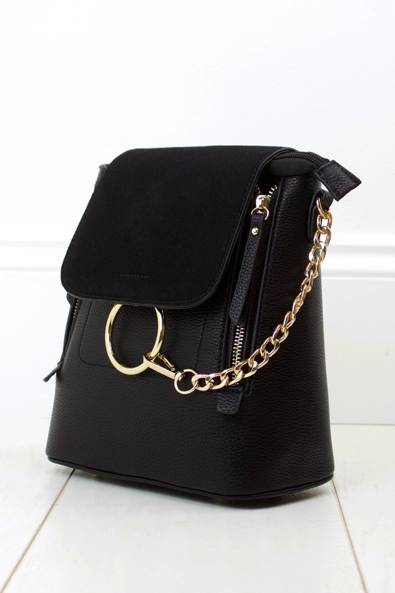 Lexi Black Chain Backpack