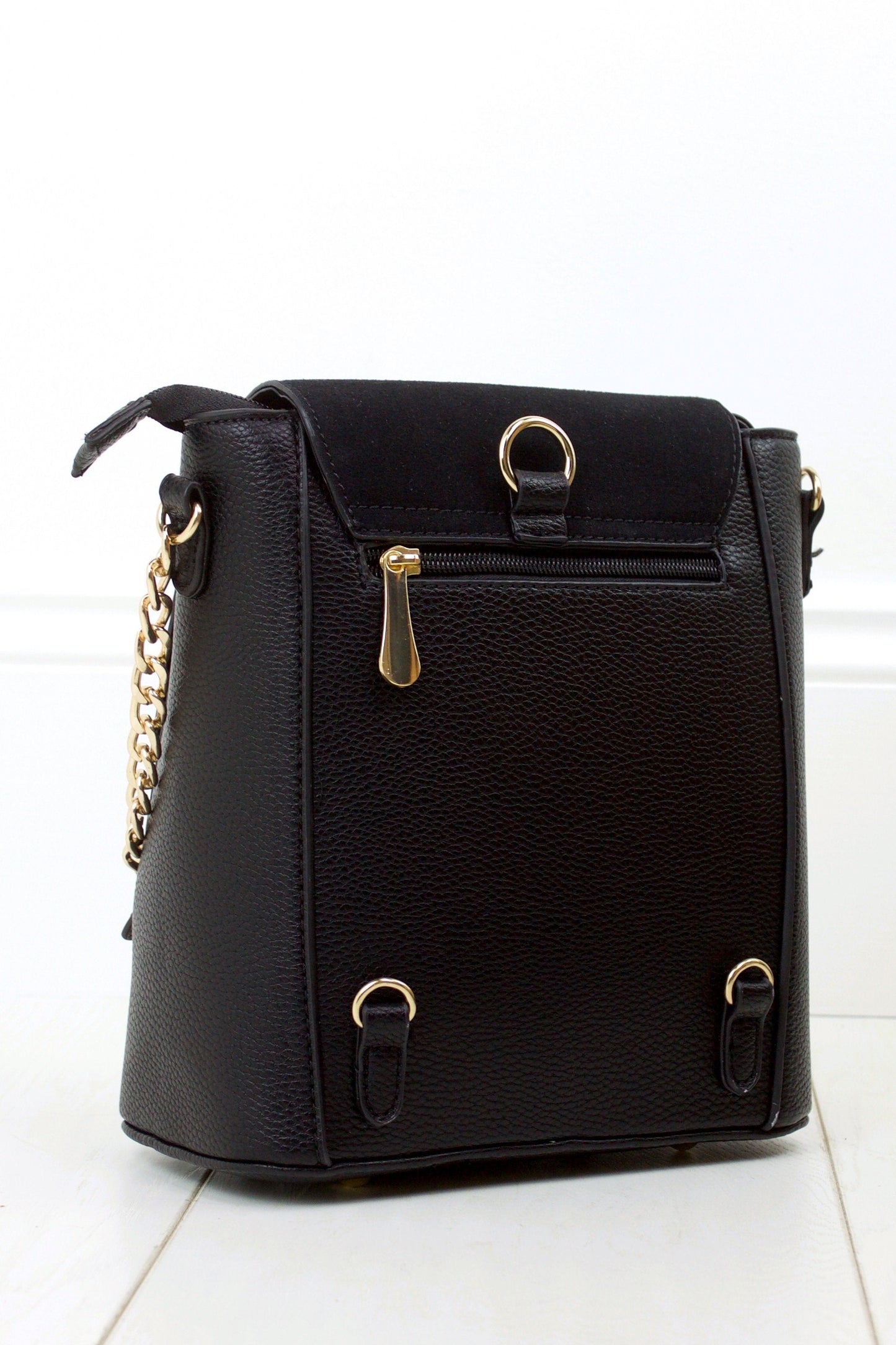 Lexi Black Chain Backpack