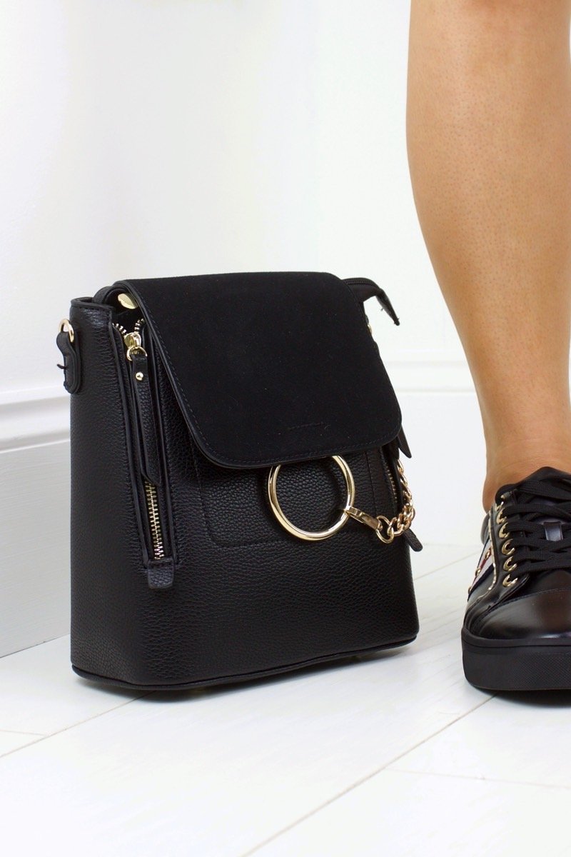 Lexi Black Chain Backpack