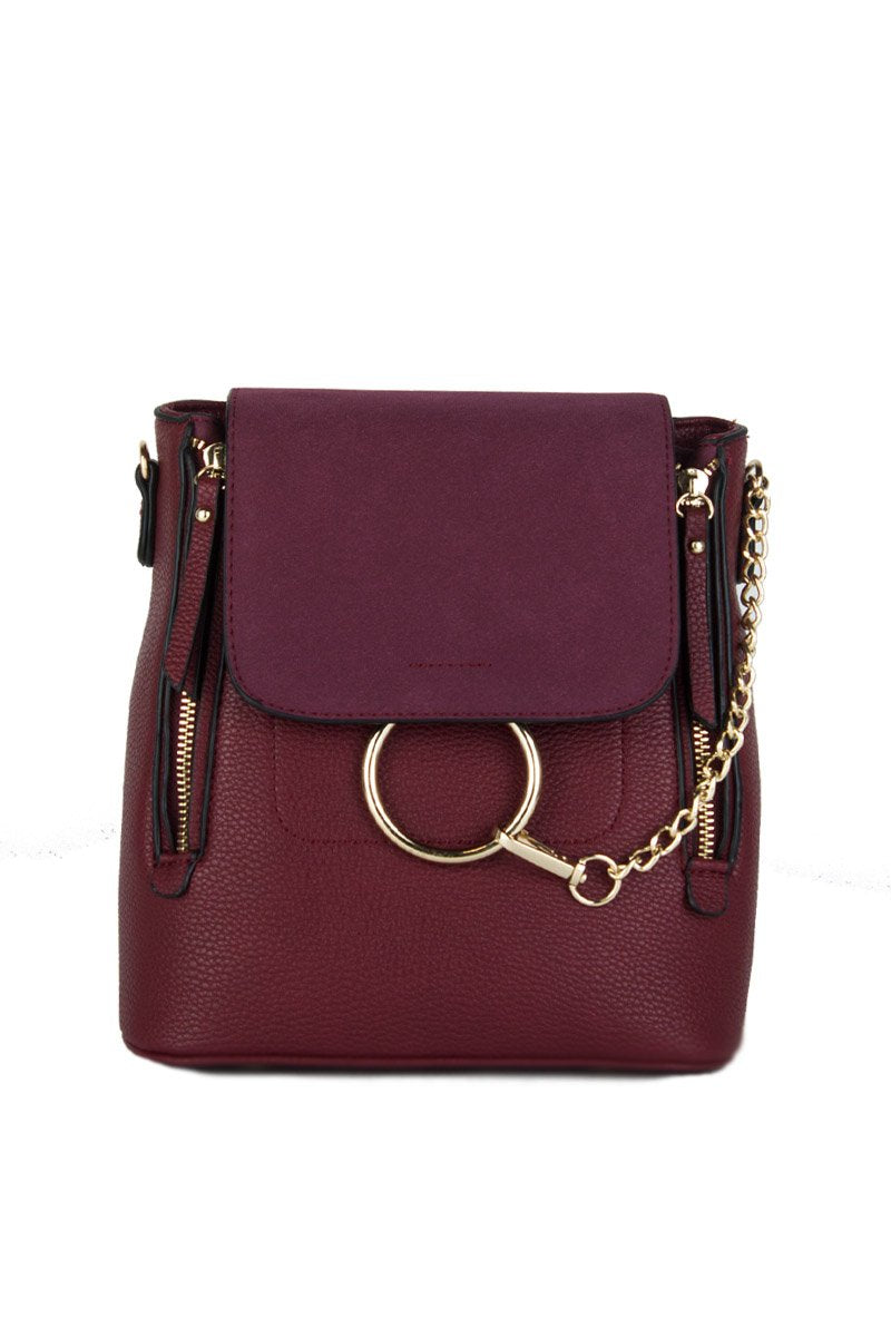 Lexi Burgundy Chain Backpack