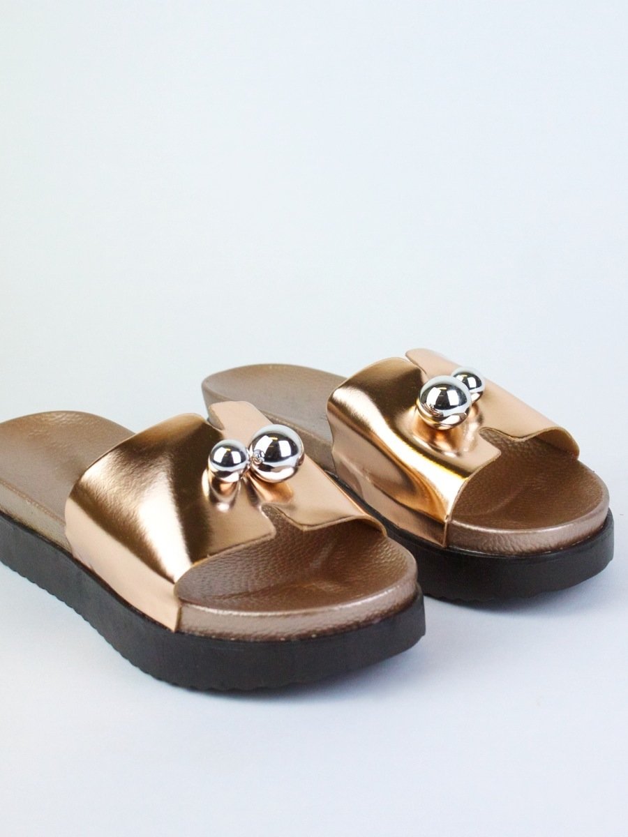 Lexi Rose Gold Metallic Sliders