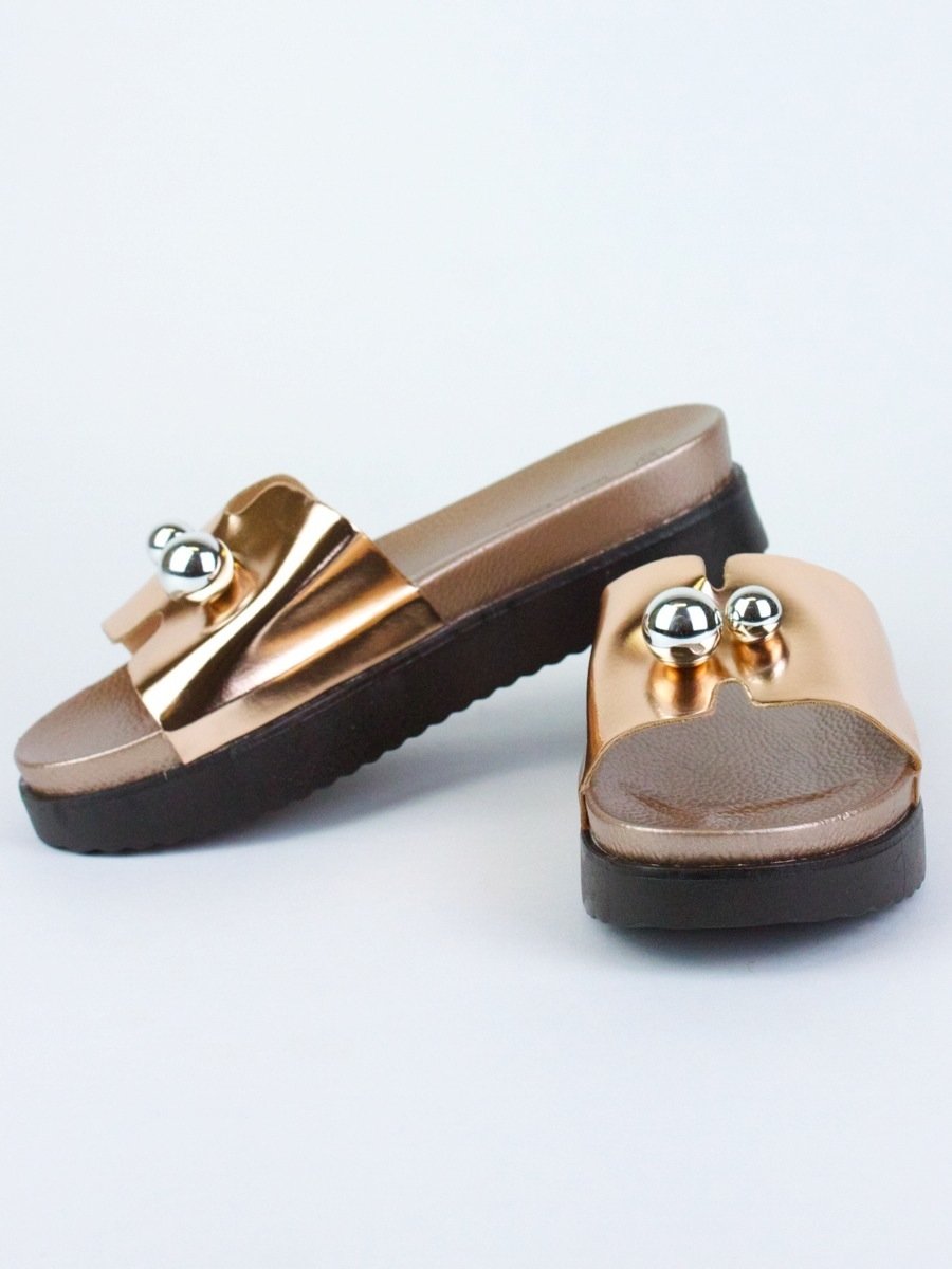 Lexi Rose Gold Metallic Sliders