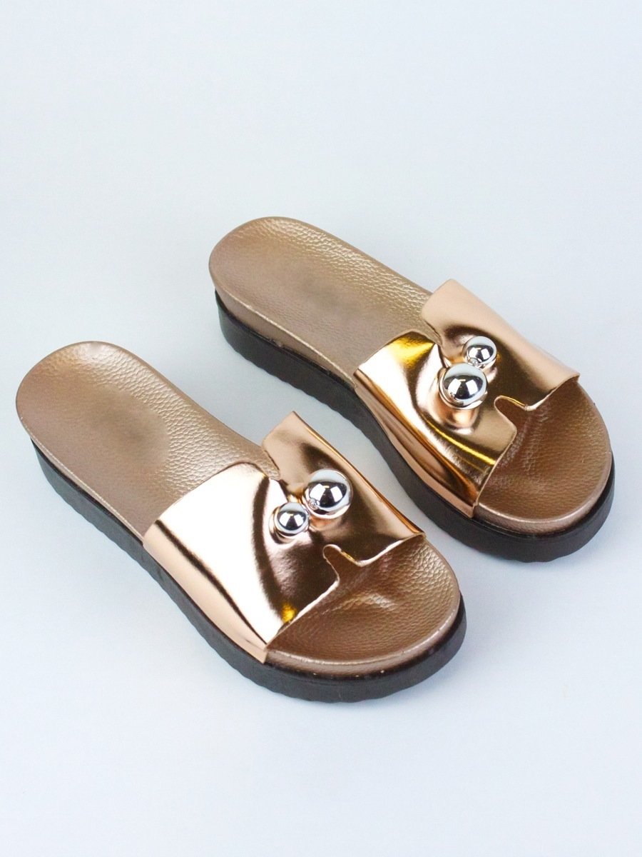 Lexi Rose Gold Metallic Sliders