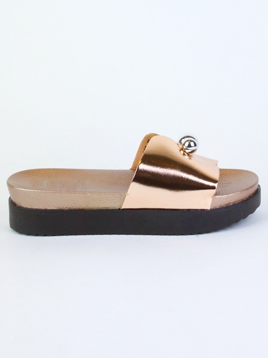 Lexi Rose Gold Metallic Sliders