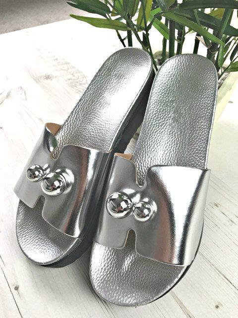 Lexi Silver Metallic Sliders