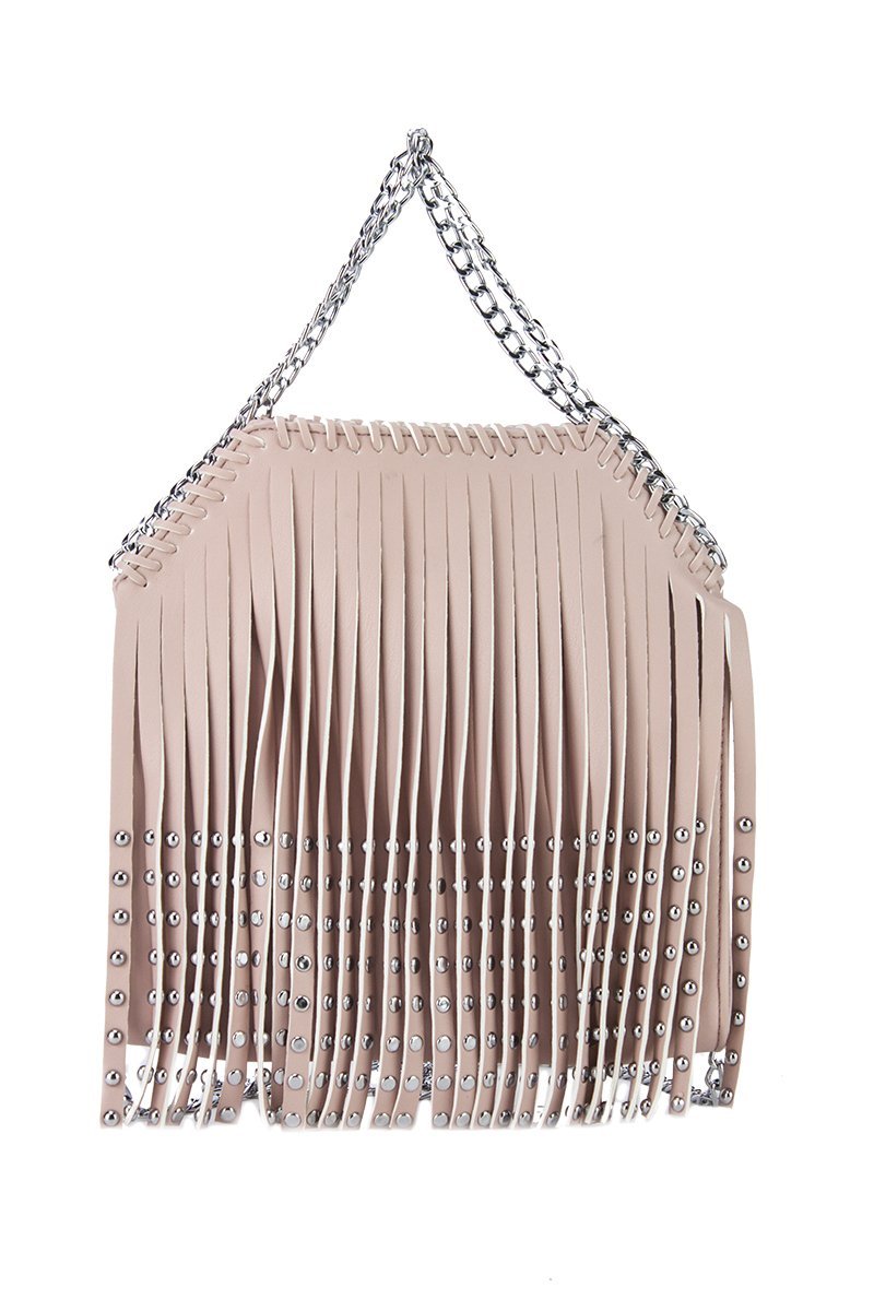 Lia Pink Stud Fringe Tassel Bag