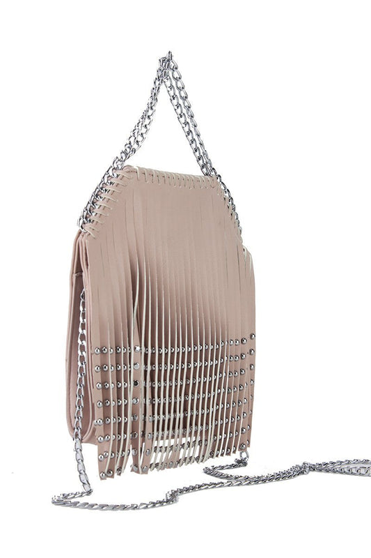 Lia Pink Stud Fringe Tassel Bag