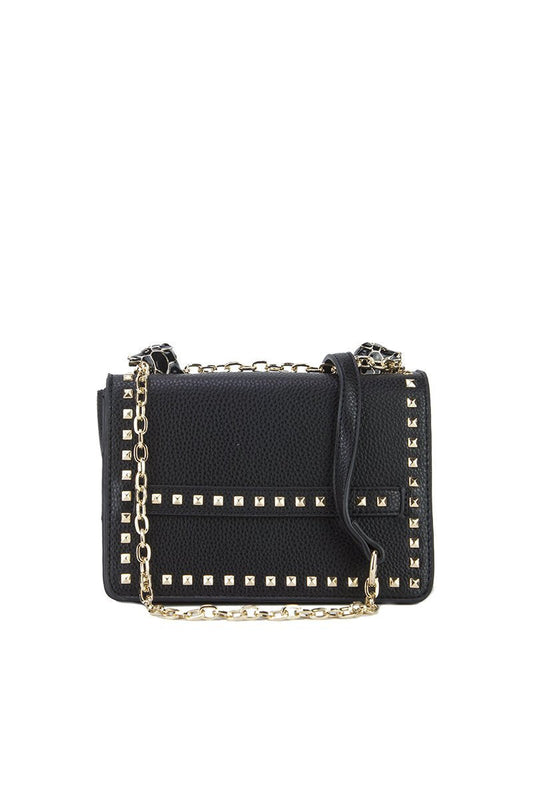 Lila Black Stud Chain Shoulder Bag