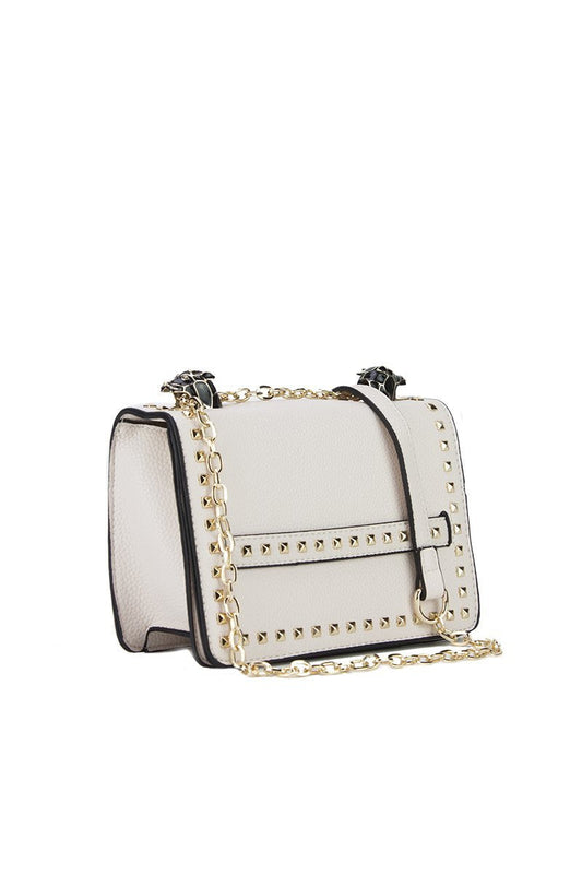 Lila Nude Stud Chain Shoulder Bag