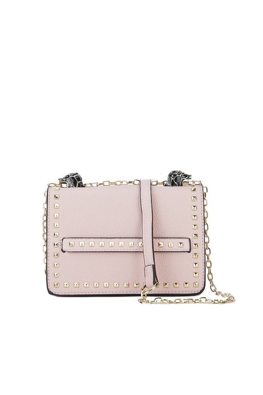 Lila Pink Stud Chain Shoulder Bag