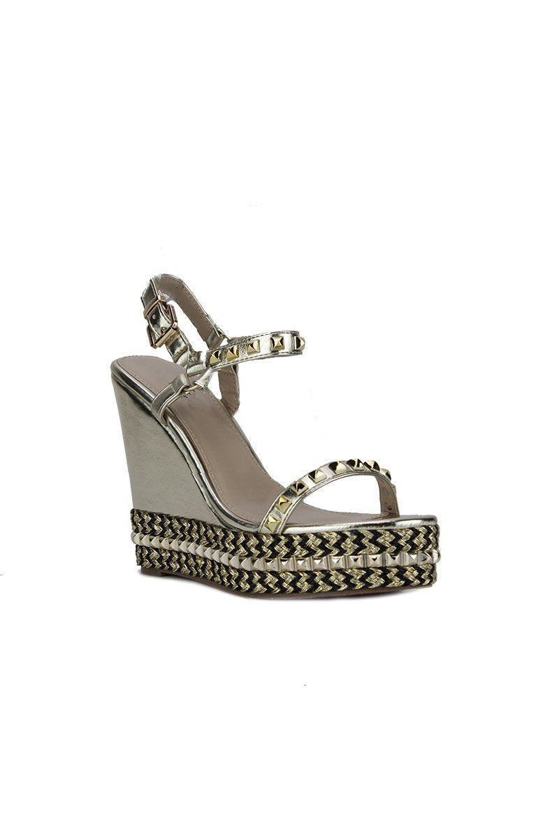 Lillie Gold Wedges With Stud Detail