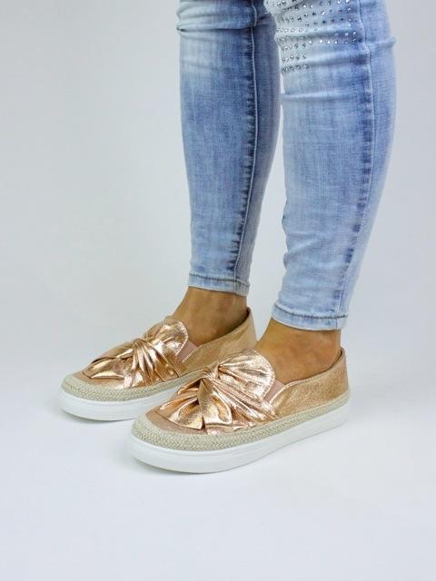 Lily Rose Gold Bow Espadrille Pumps