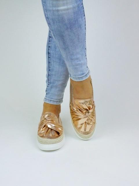 Lily Rose Gold Bow Espadrille Pumps