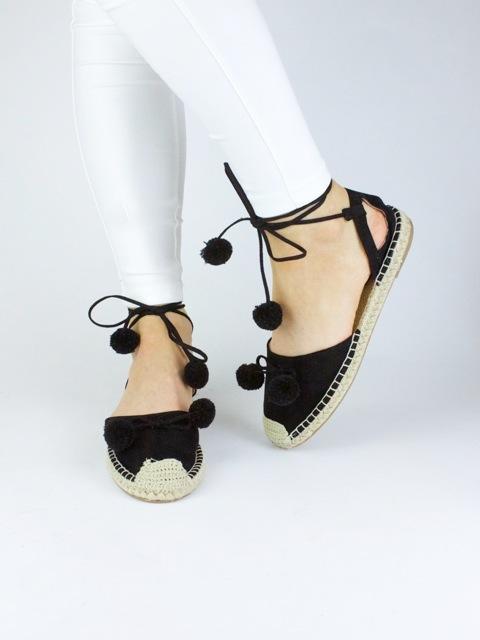 Lola Black Pom Pom Espadrilles