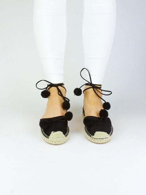 Lola Black Pom Pom Espadrilles