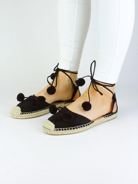 Lola Black Pom Pom Espadrilles