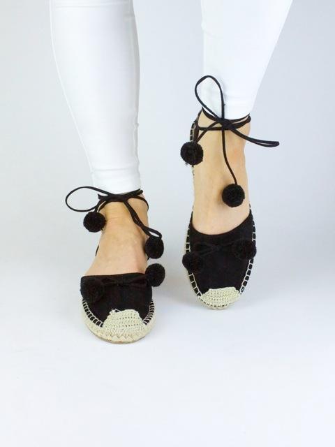 Lola Black Pom Pom Espadrilles