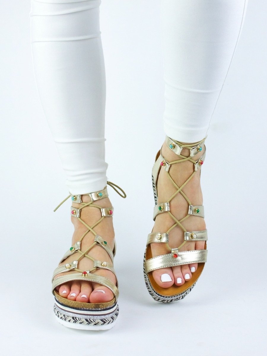 Lola Gold Braided Espadrille Sandal