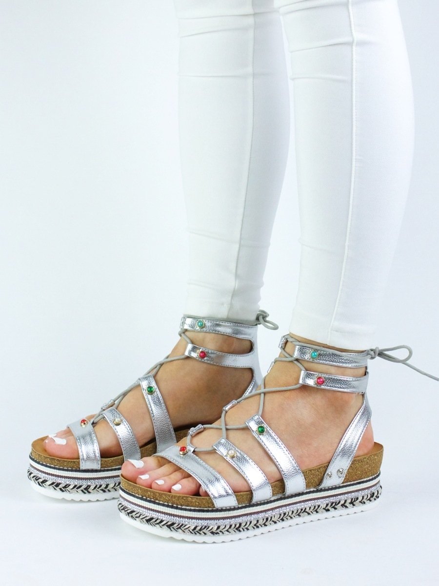 Lola Silver Braided Espadrille Sandal