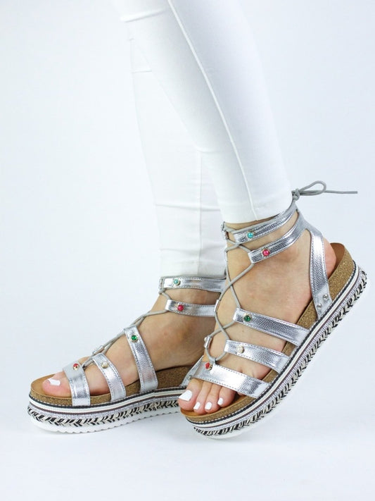 Lola Silver Braided Espadrille Sandal