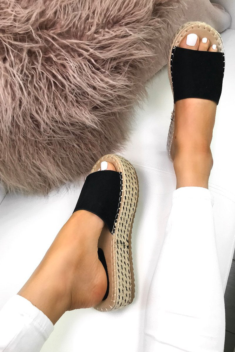 Lucy Black Espadrille Flatforms