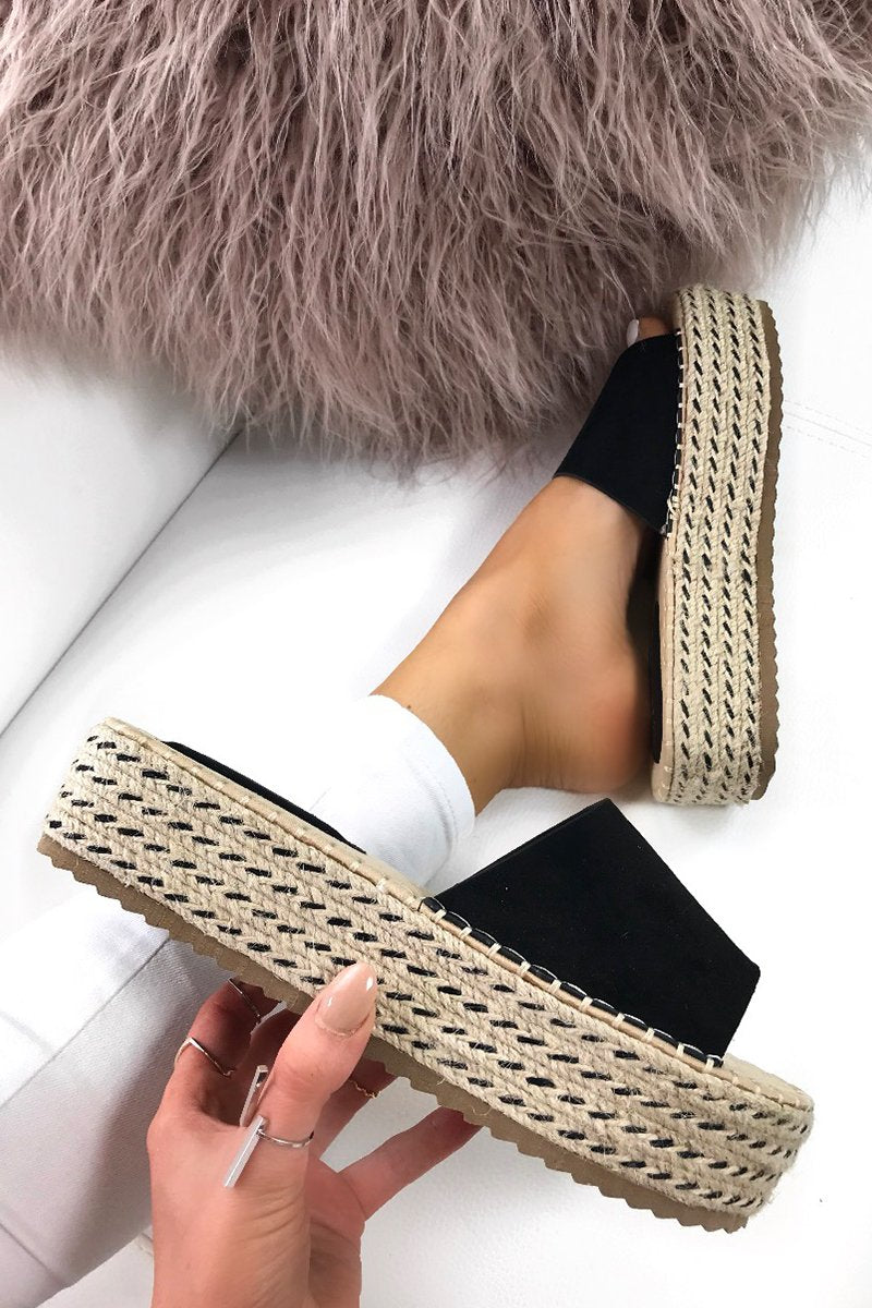 Lucy Black Espadrille Flatforms