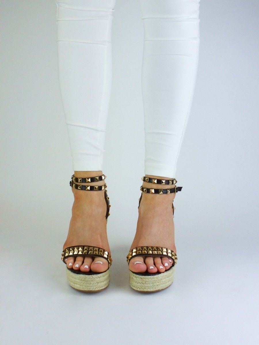 Madison Black Studded Espadrille Wedges