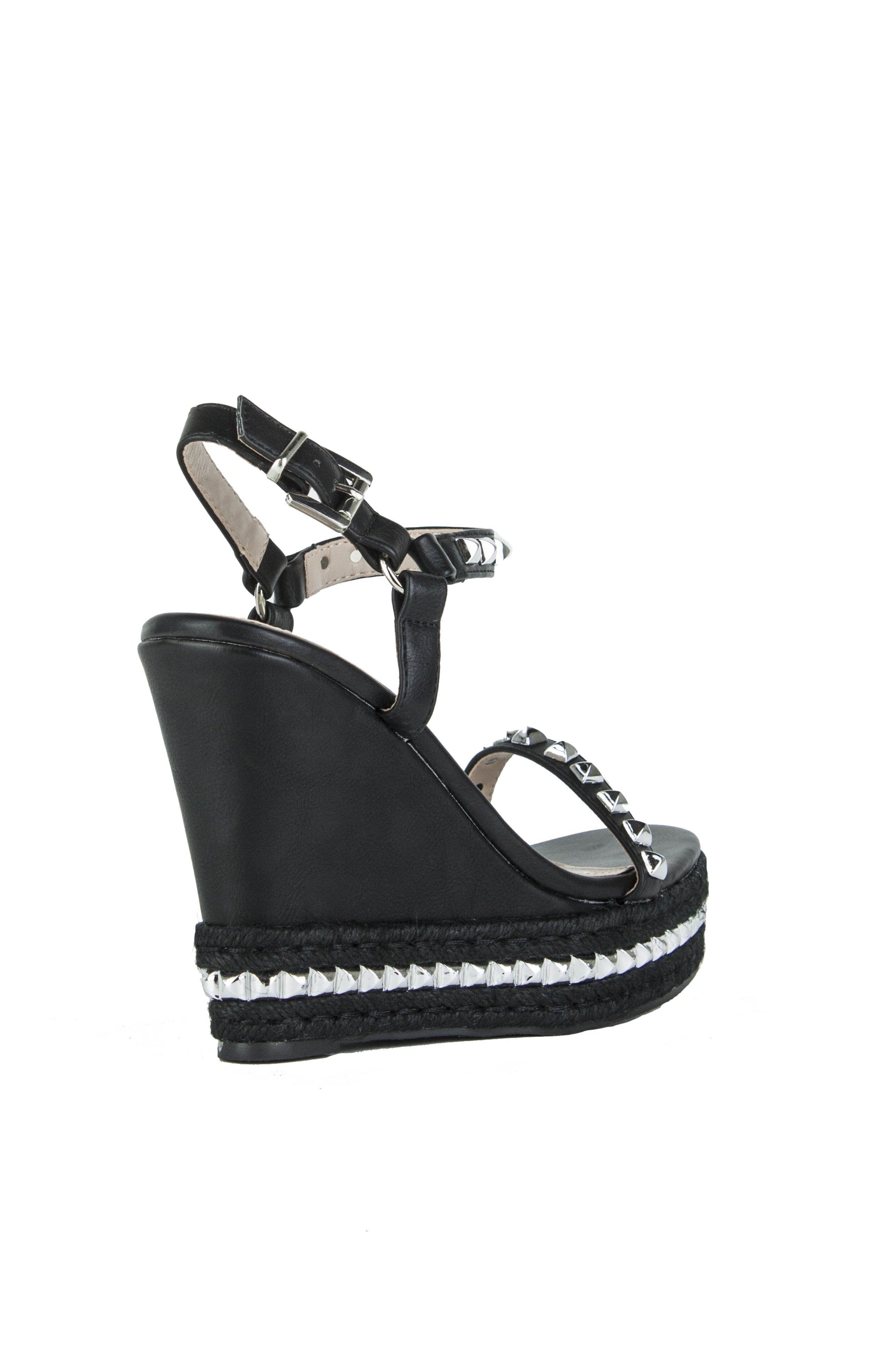 Maggie Black Stud Espadrille Wedges