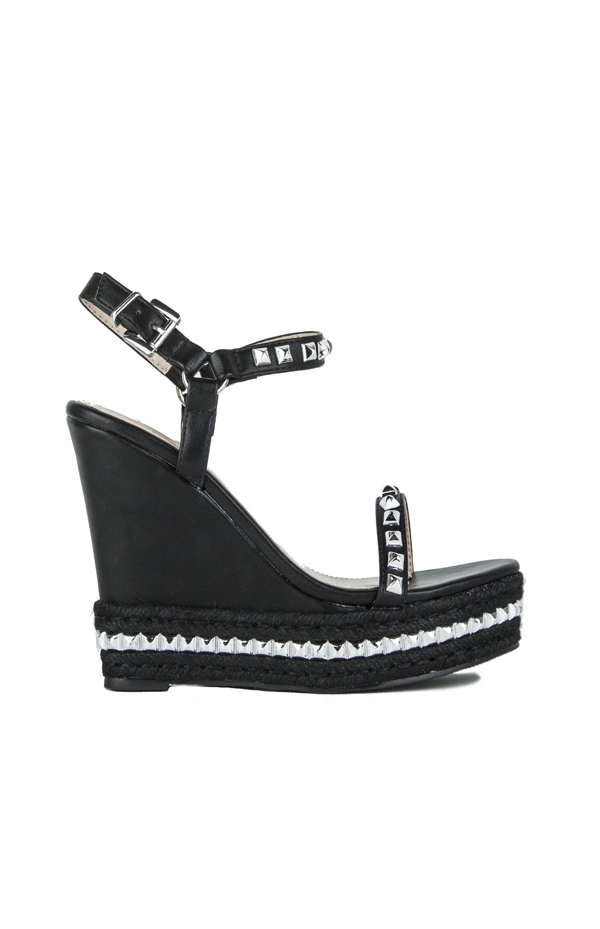 Maggie Black Stud Espadrille Wedges