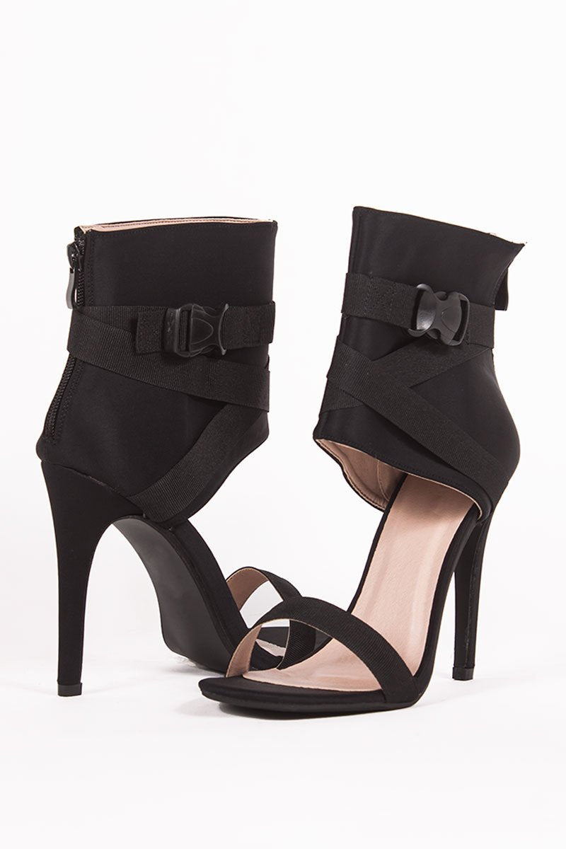 Maia Black Ankle Cuff Clasp Stilettos