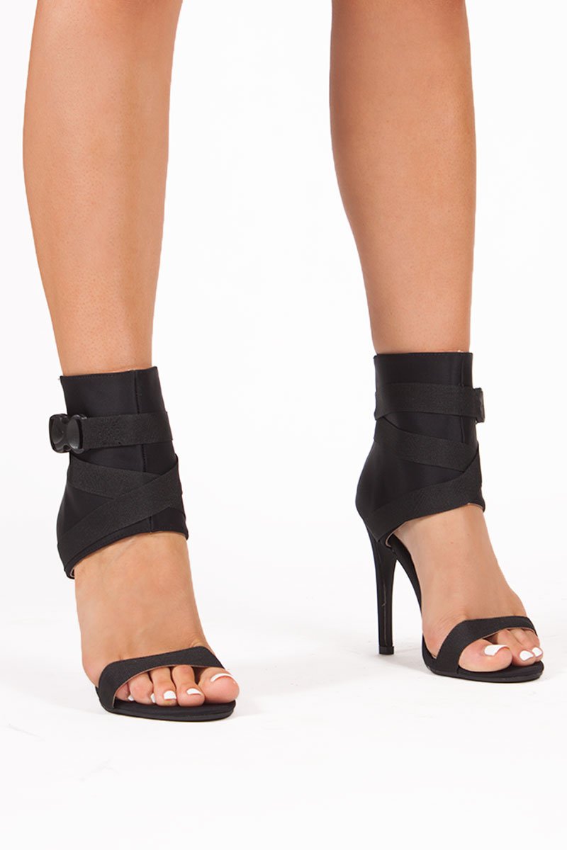 Maia Black Ankle Cuff Clasp Stilettos